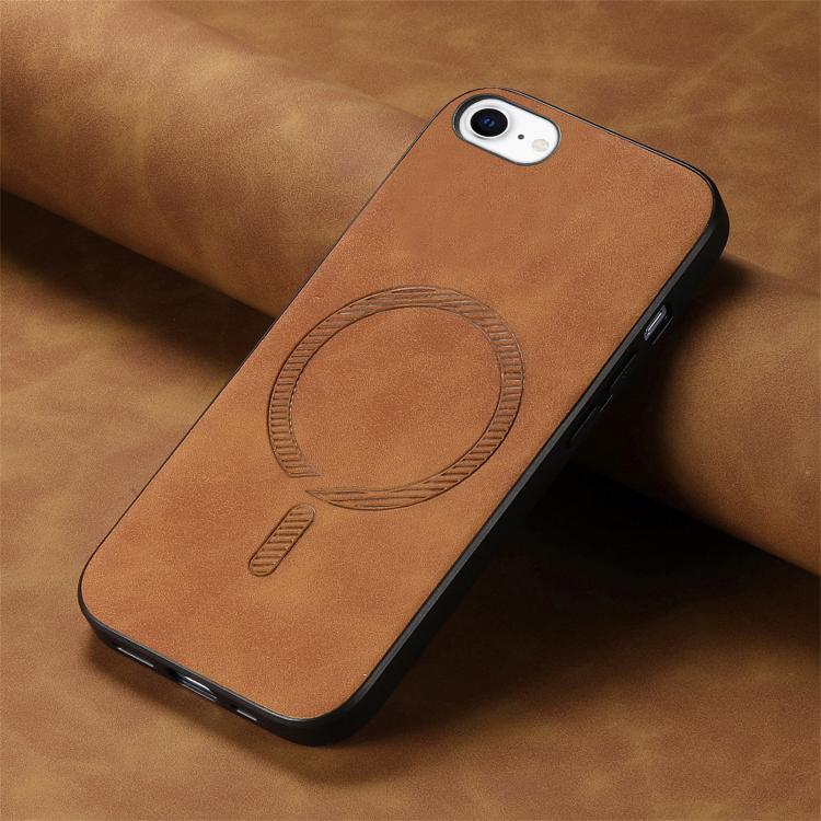 For iPhone 16e Solid Color Retro Magsafe PU Back Cover Phone Case(Brown) - iPhone 16e Cases by PMC TechLife | Online Shopping South Africa | PMC TechLife | Buy Now Pay Later Mobicred