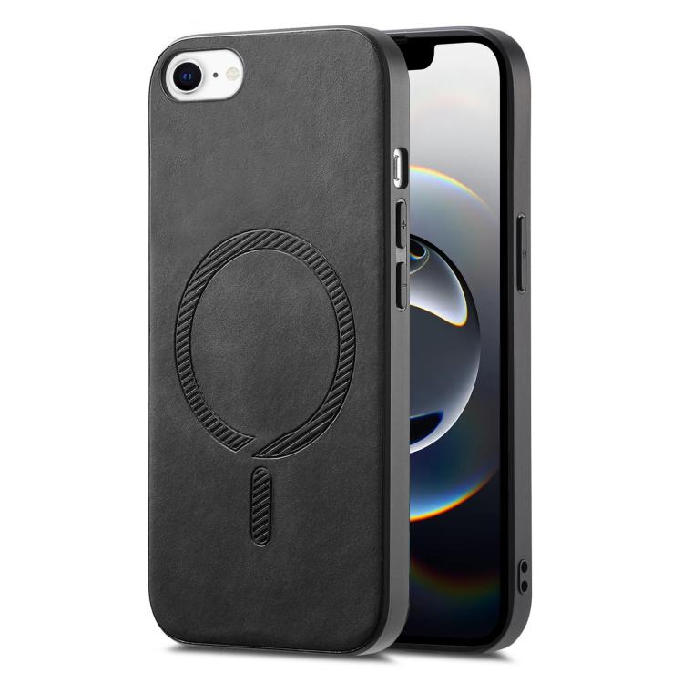 For iPhone 16e Solid Color Retro Magsafe PU Back Cover Phone Case(Black) - iPhone 16e Cases by PMC TechLife | Online Shopping South Africa | PMC TechLife | Buy Now Pay Later Mobicred