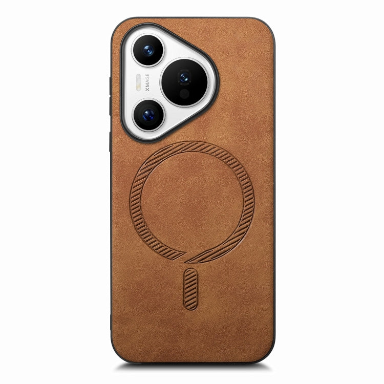 For Huawei Pura 70 Pro+ Solid Color Retro Magsafe PU Back Cover Phone Case(Brown) - Huawei Cases by PMC Jewellery | Online Shopping South Africa | PMC Jewellery | Buy Now Pay Later Mobicred