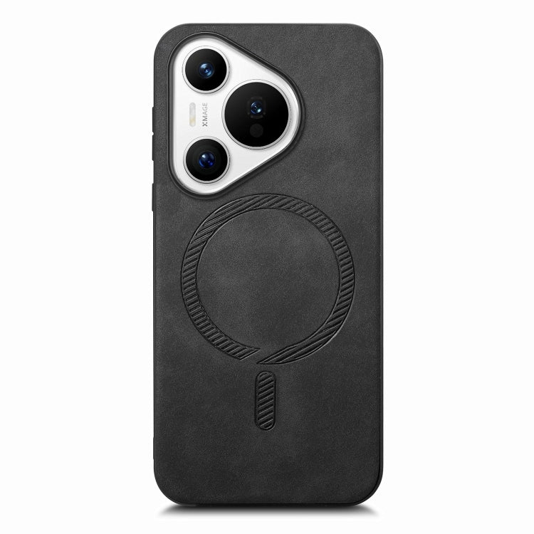 For Huawei Pura 70 Ultra Solid Color Retro Magsafe PU Back Cover Phone Case(Black) - Huawei Cases by PMC Jewellery | Online Shopping South Africa | PMC Jewellery | Buy Now Pay Later Mobicred