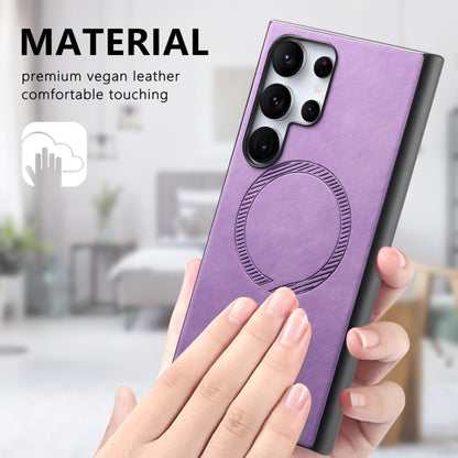 For Samsung Galaxy S25 5G Solid Color Retro Magsafe PU Back Cover Phone Case(Purple) - Galaxy S25 5G Cases by PMC Jewellery | Online Shopping South Africa | PMC Jewellery | Buy Now Pay Later Mobicred