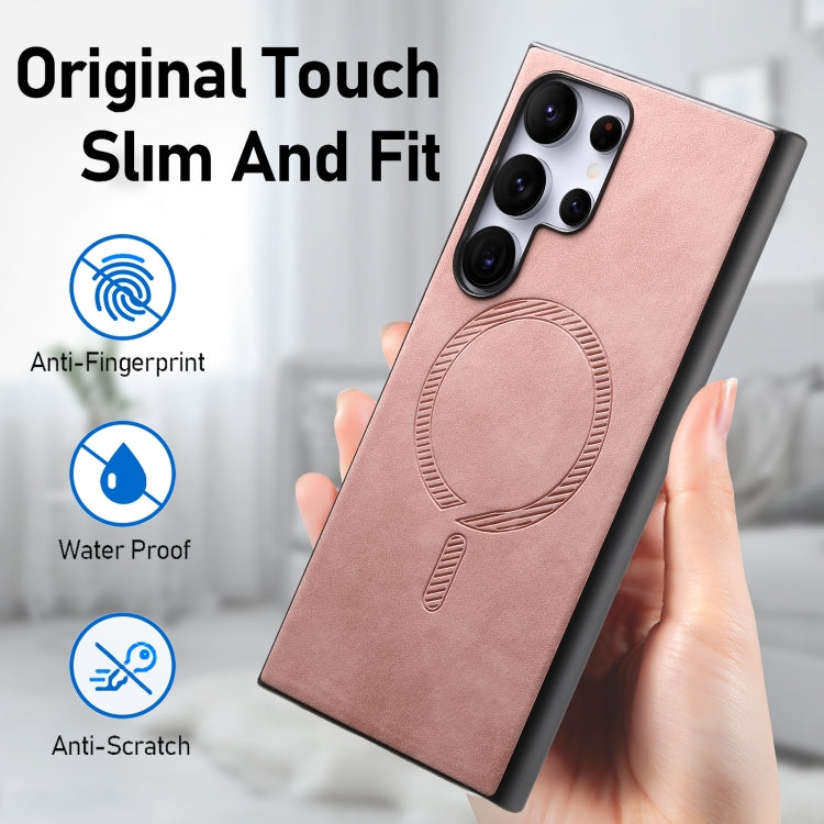 For Samsung Galaxy S25+ 5G Solid Color Retro Magsafe PU Back Cover Phone Case(Pink) - free shipping - PMC Jewellery - Order now!