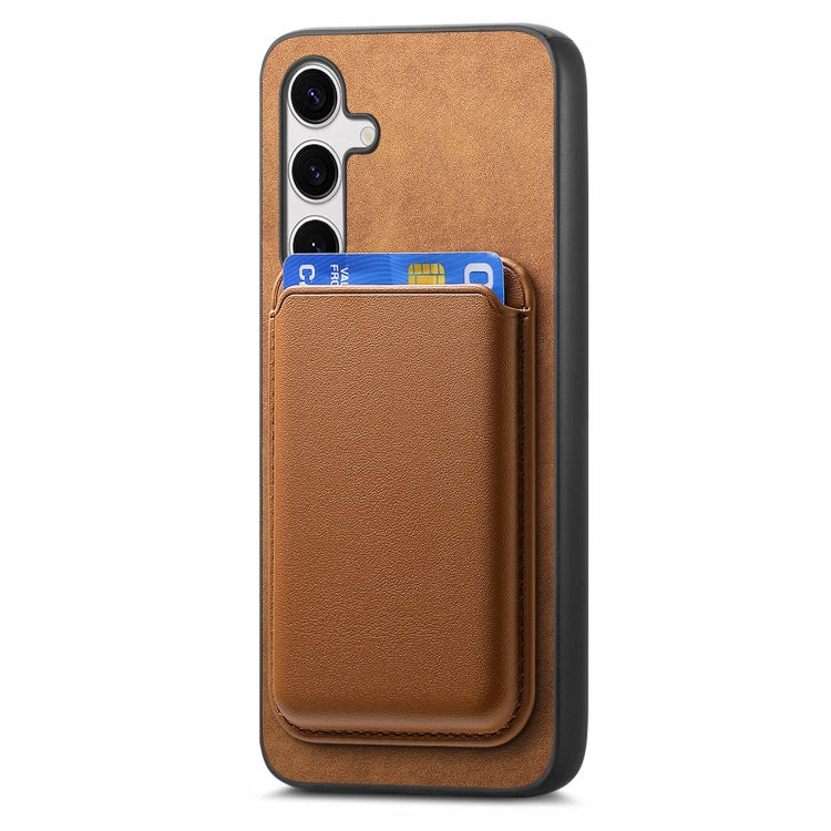 For Samsung Galaxy S25+ 5G Retro Magsafe Card Bag PU Back Cover Phone Case(Brown) - Galaxy S25+ 5G Cases by PMC Jewellery | Online Shopping South Africa | PMC Jewellery | Buy Now Pay Later Mobicred