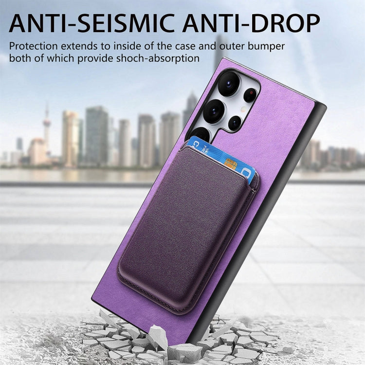 For Samsung Galaxy S25 Ultra 5G Retro Magsafe Card Bag PU Back Cover Phone Case(Purple) - Galaxy S25 Ultra 5G Cases by PMC Jewellery | Online Shopping South Africa | PMC Jewellery | Buy Now Pay Later Mobicred