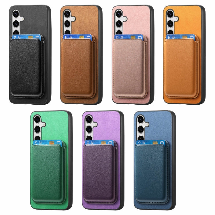 For Samsung Galaxy S25+ 5G Retro Magsafe Card Bag PU Back Cover Phone Case(Black) - Galaxy S25+ 5G Cases by PMC Jewellery | Online Shopping South Africa | PMC Jewellery | Buy Now Pay Later Mobicred