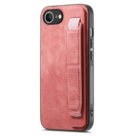 For iPhone 16e Retro Wristband Holder Leather Back Phone Case(Pink) - iPhone 16e Cases by PMC Jewellery | Online Shopping South Africa | PMC Jewellery | Buy Now Pay Later Mobicred