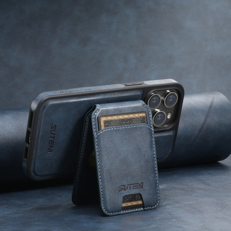 For iPhone 14 Plus Suteni M2 Oil Wax MagSafe Horizontal Card Bag Phone Case(Black) - free shipping - PMC Jewellery - Order now!
