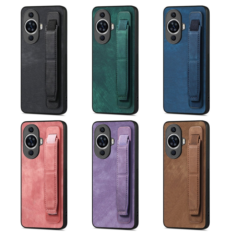 For Huawei Pura 70 Pro+ Retro Wristband Holder Leather Back Phone Case(Brown) - Huawei Cases by PMC Jewellery | Online Shopping South Africa | PMC Jewellery | Buy Now Pay Later Mobicred
