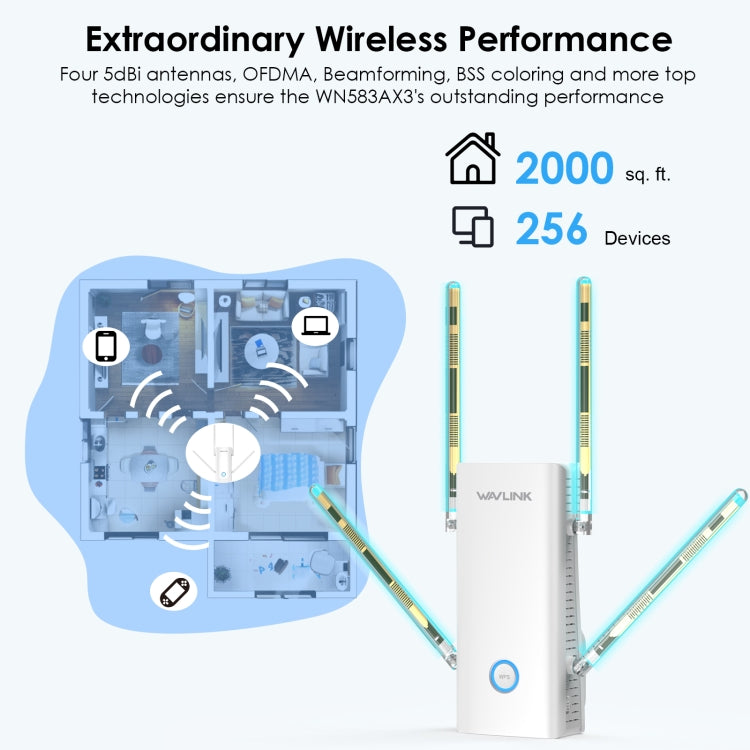 Wavlink WN583AX3 AX3000 Dual Band WiFi Repeater/AP/Router/Mesh Mode WiFi Extender, Plug:US Plug - free shipping - PMC Jewellery - Order now!