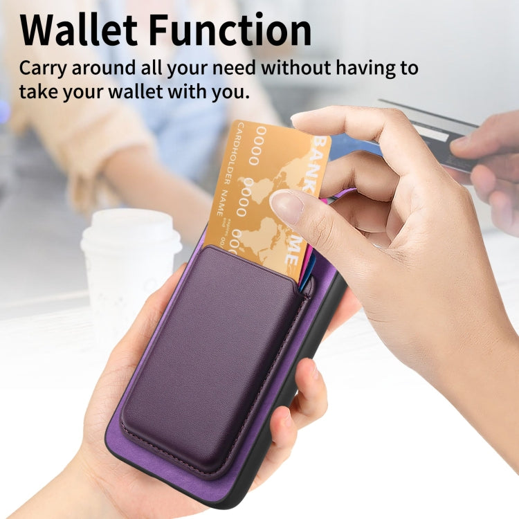 For Google Pixel 9 Retro Magsafe Card Bag PU Back Cover Phone Case(Purple) - Google Cases by PMC TechLife | Online Shopping South Africa | PMC TechLife | Buy Now Pay Later Mobicred