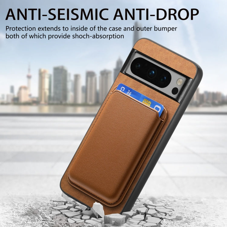 For Google Pixel 9 Retro Magsafe Card Bag PU Back Cover Phone Case(Brown) - Google Cases by PMC TechLife | Online Shopping South Africa | PMC TechLife | Buy Now Pay Later Mobicred