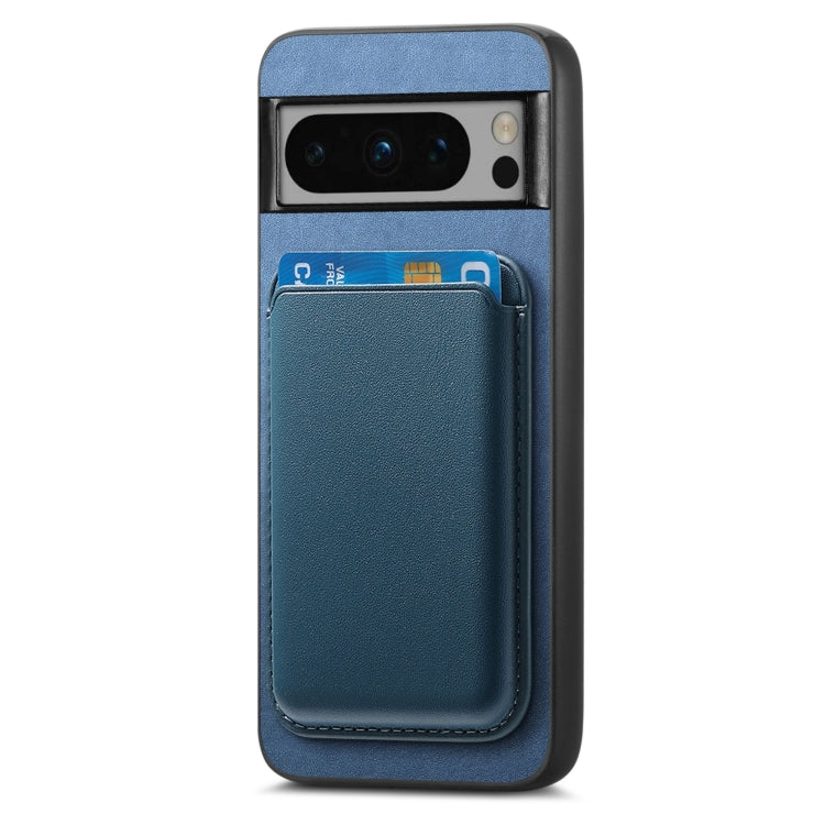 For Google Pixel 9 Pro Retro Magsafe Card Bag PU Back Cover Phone Case(Blue) - Google Cases by PMC Jewellery | Online Shopping South Africa | PMC Jewellery | Buy Now Pay Later Mobicred