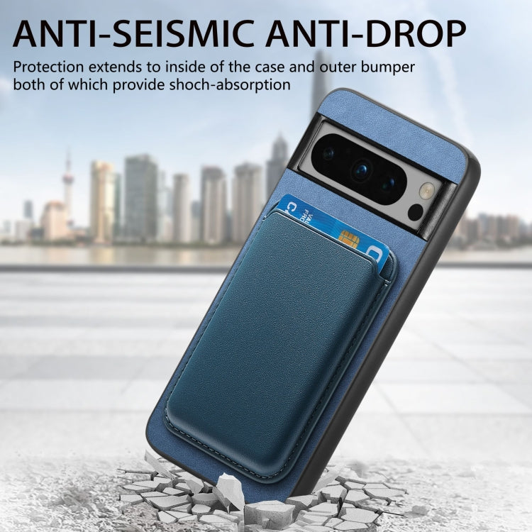 For Google Pixel 9 Pro Retro Magsafe Card Bag PU Back Cover Phone Case(Blue) - Google Cases by PMC TechLife | Online Shopping South Africa | PMC TechLife | Buy Now Pay Later Mobicred