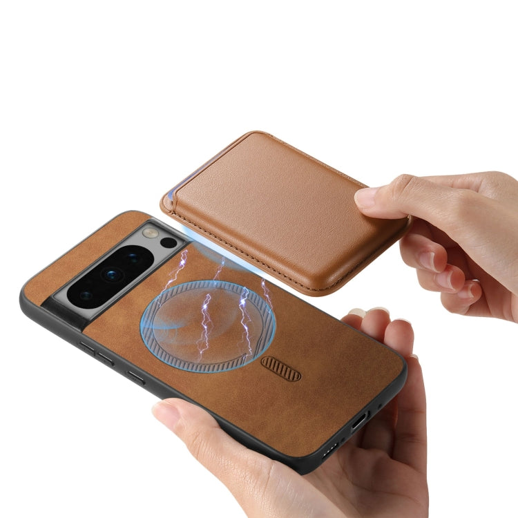 For Google Pixel 9 Pro Retro Magsafe Card Bag PU Back Cover Phone Case(Brown) - Google Cases by PMC TechLife | Online Shopping South Africa | PMC TechLife | Buy Now Pay Later Mobicred