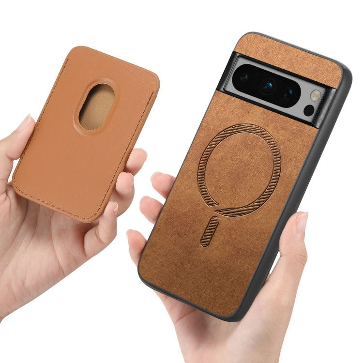For Google Pixel 9 Pro Retro Magsafe Card Bag PU Back Cover Phone Case(Brown) - Google Cases by PMC TechLife | Online Shopping South Africa | PMC TechLife | Buy Now Pay Later Mobicred