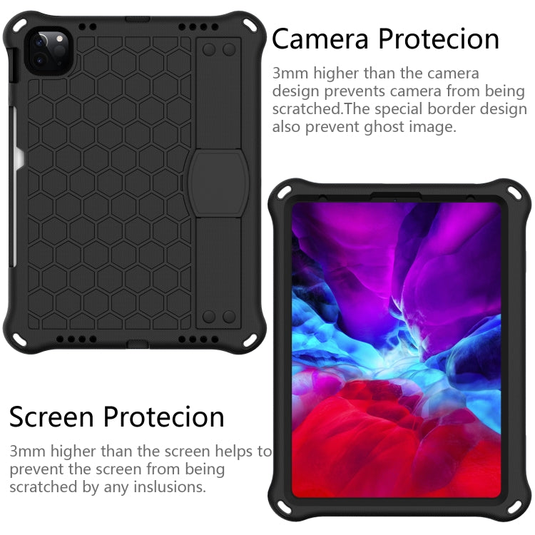 For iPad Pro 11 2024 Honeycomb EVA Hybrid PC Tablet Case with Strap(Black+Black) - iPad Pro 11 2024 Cases by PMC TechLife | Online Shopping South Africa | PMC TechLife | Buy Now Pay Later Mobicred