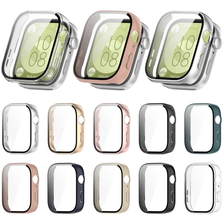 For Huawei Watch Fit 3 PC + Tempered Film Integrated Watch Protective Case(Ivory White) - Watch Cases by PMC TechLife | Online Shopping South Africa | PMC TechLife | Buy Now Pay Later Mobicred
