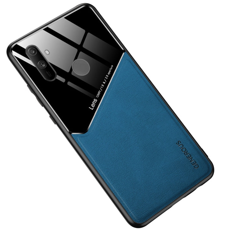 For Realme C33 All-inclusive Leather Organic Glass Phone Case(Blue) - Realme Cases by PMC TechLife | Online Shopping South Africa | PMC TechLife | Buy Now Pay Later Mobicred