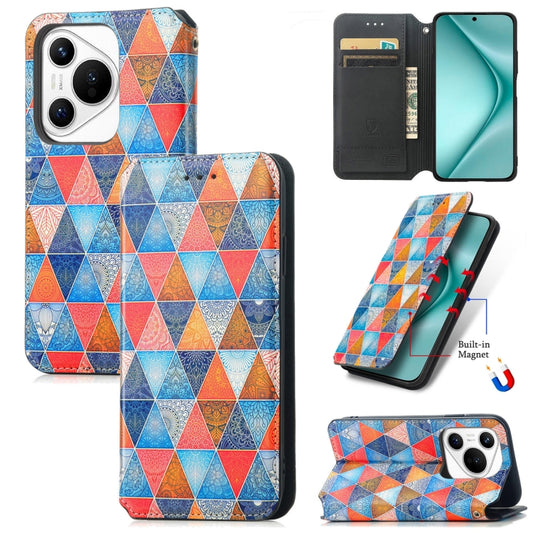 For Huawei Pura 70 CaseNeo Colorful Magnetic Leather Phone Case(Rhombus Mandala) - Huawei Cases by PMC Jewellery | Online Shopping South Africa | PMC Jewellery | Buy Now Pay Later Mobicred