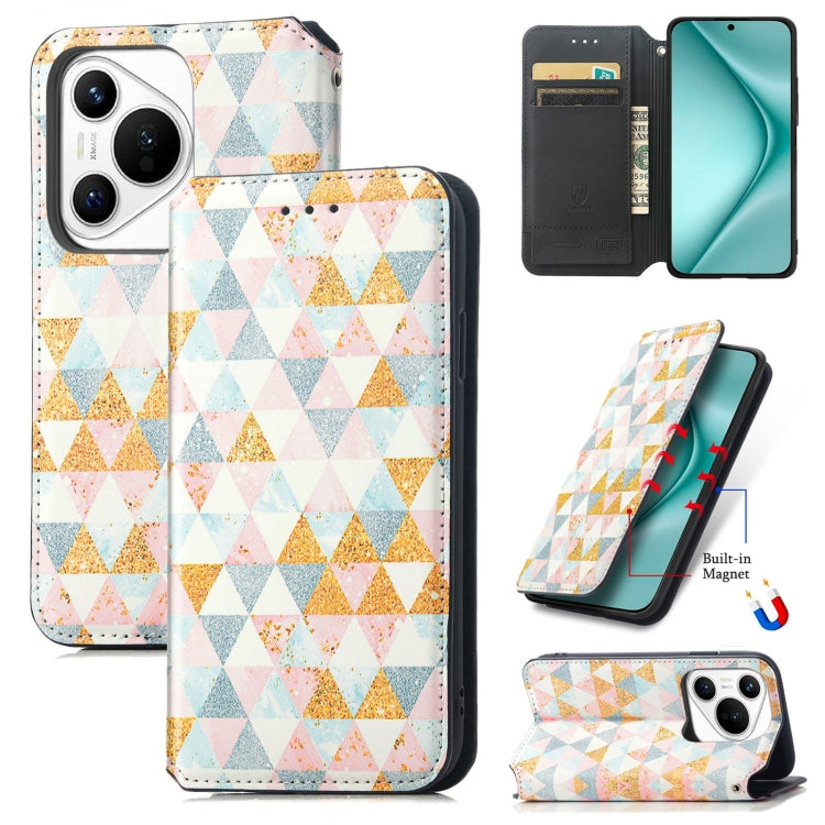 For Huawei Pura 70 CaseNeo Colorful Magnetic Leather Phone Case(Rhombus) - Huawei Cases by PMC Jewellery | Online Shopping South Africa | PMC Jewellery | Buy Now Pay Later Mobicred