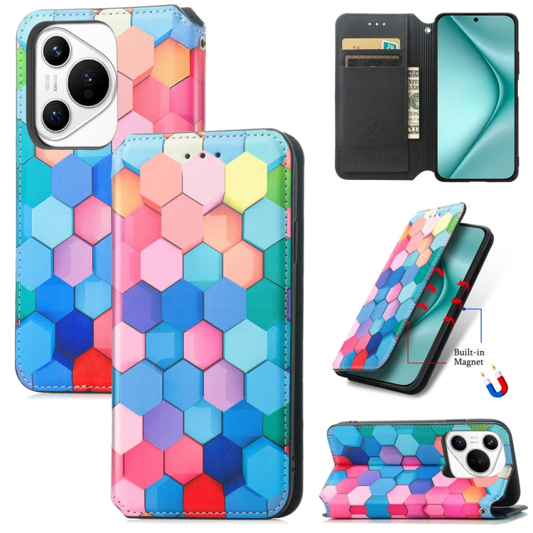 For Huawei Pura 70 CaseNeo Colorful Magnetic Leather Phone Case(Colorful Cube) - Huawei Cases by PMC Jewellery | Online Shopping South Africa | PMC Jewellery | Buy Now Pay Later Mobicred