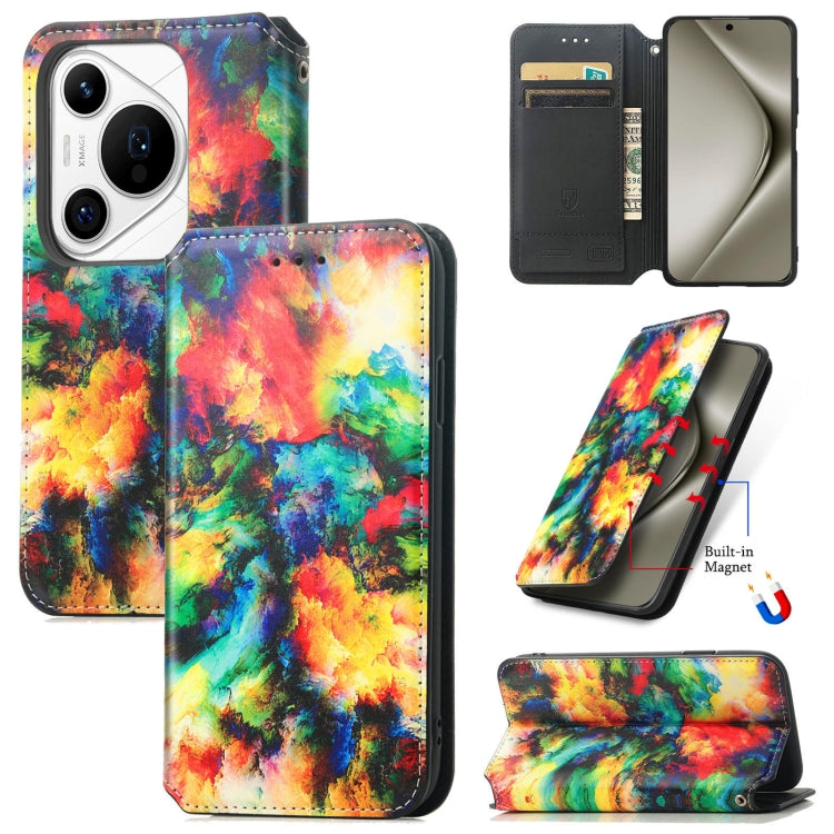 For Huawei Pura 70 Pro CaseNeo Colorful Magnetic Leather Phone Case(Colorful Cloud) - Huawei Cases by PMC Jewellery | Online Shopping South Africa | PMC Jewellery | Buy Now Pay Later Mobicred