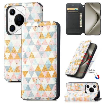 For Huawei Pura 70 Pro CaseNeo Colorful Magnetic Leather Phone Case(Rhombus) - Huawei Cases by PMC Jewellery | Online Shopping South Africa | PMC Jewellery | Buy Now Pay Later Mobicred