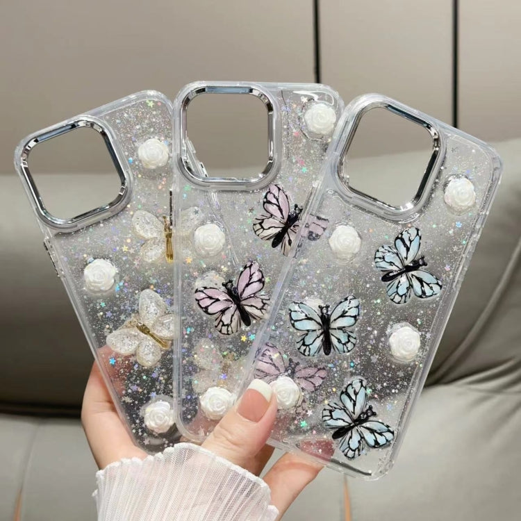 For iPhone 16 Pro Max Glitter 3D Butterfly TPU Phone Case(Blue) - iPhone 16 Pro Max Cases by PMC TechLife | Online Shopping South Africa | PMC TechLife | Buy Now Pay Later Mobicred