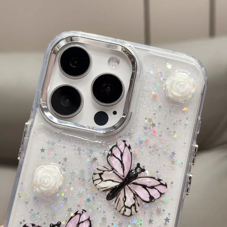 For iPhone 16 Pro Max Glitter 3D Butterfly TPU Phone Case(Blue) - iPhone 16 Pro Max Cases by PMC TechLife | Online Shopping South Africa | PMC TechLife | Buy Now Pay Later Mobicred