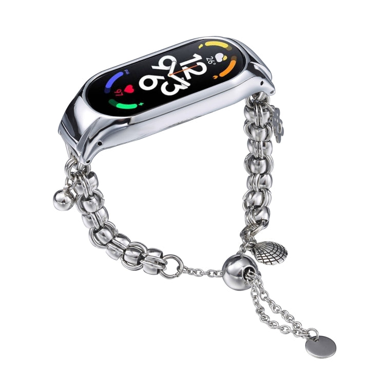 For Xiaomi Mi Band 7 Beaded Bracelet Metal Watch Band(Silver+Single Bead) - free shipping - PMC TechLife - Order now!