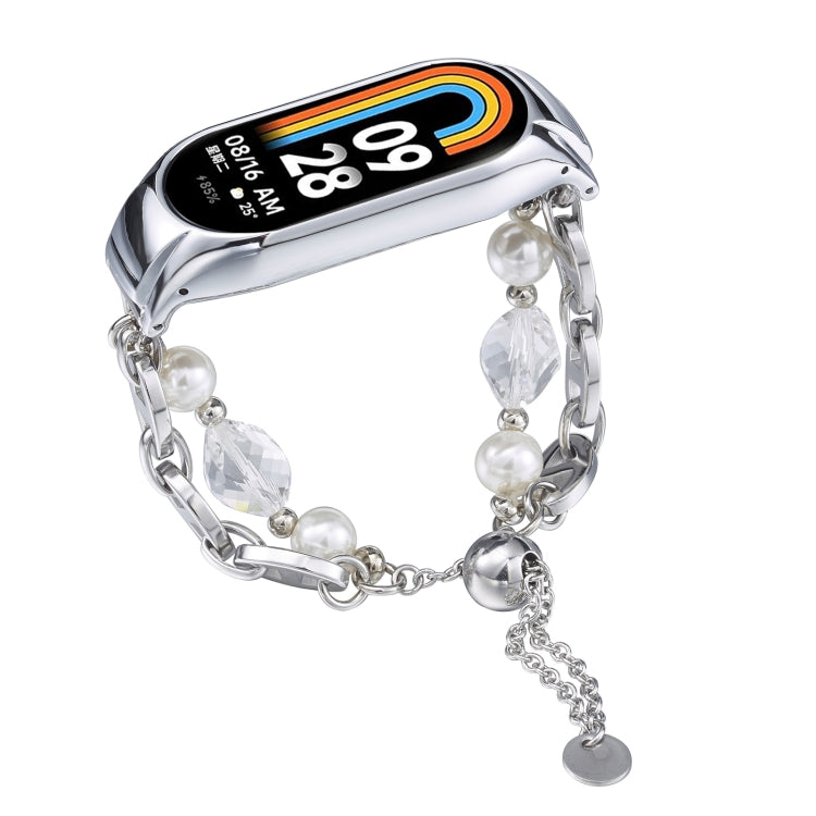 For Xiaomi Mi Band 8 Crystal Beaded Onyx Watch Band(Silver+Crystal Bead) - free shipping - PMC TechLife - Order now!
