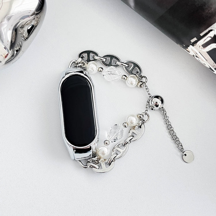 For Xiaomi Mi Band 8 Crystal Beaded Onyx Watch Band(Silver+Crystal Bead) - free shipping - PMC TechLife - Order now!