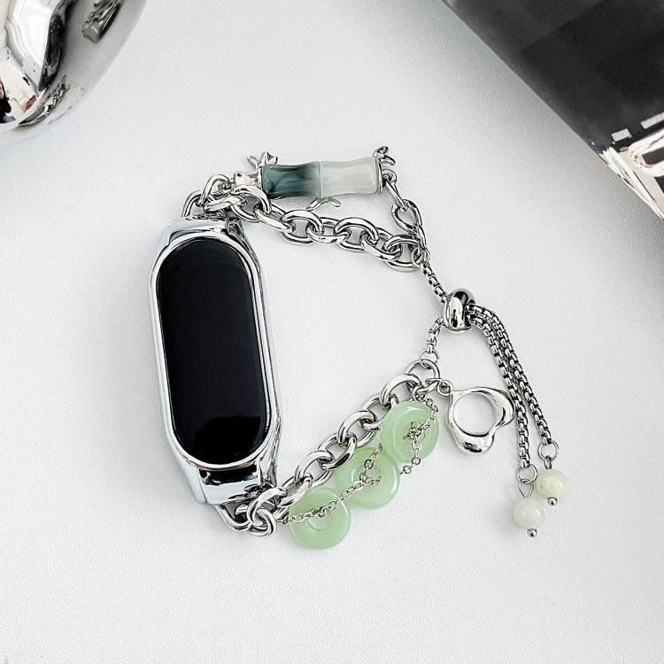 For Xiaomi Mi Band 7 Crystal Beaded Onyx Watch Band(Silver+Jade Donut) - free shipping - PMC TechLife - Order now!