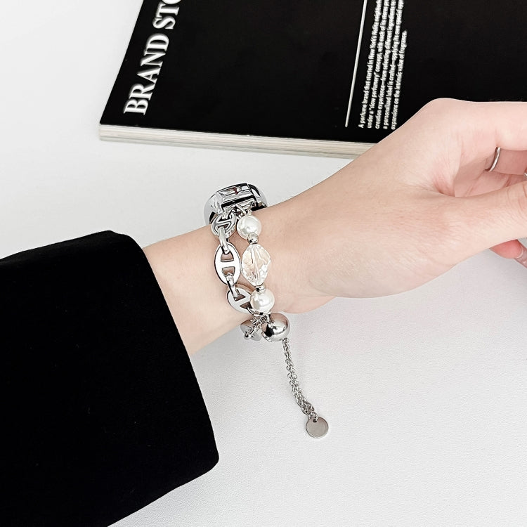 For Xiaomi Mi Band 3 / 4 Crystal Beaded Onyx Watch Band(Silver+Crystal Bead) - free shipping - PMC TechLife - Order now!