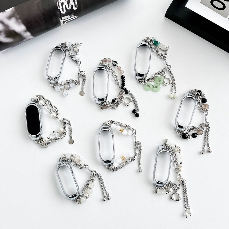 For Xiaomi Mi Band 5 / 6 Crystal Beaded Onyx Watch Band(Silver+Butterfly) - free shipping - PMC TechLife - Order now!
