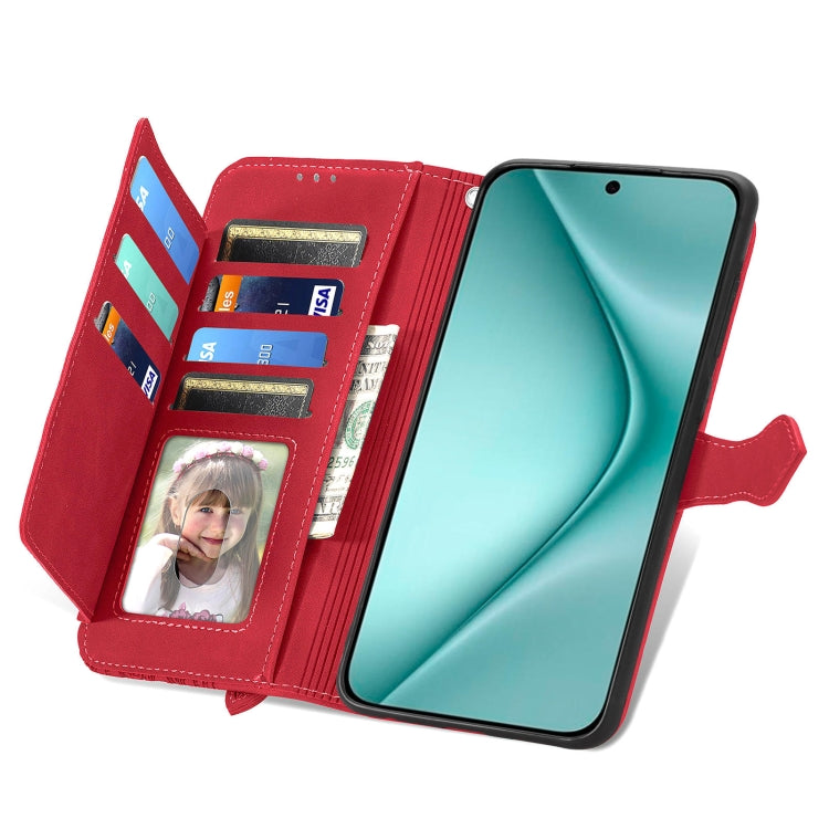 For Huawei Pura 70 Pro Embossed Flower Zipper Leather Phone Case(Red) - Huawei Cases by PMC Jewellery | Online Shopping South Africa | PMC Jewellery | Buy Now Pay Later Mobicred