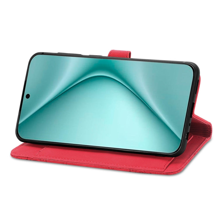 For Huawei Pura 70 Ultra Embossed Flower Zipper Leather Phone Case(Red) - Huawei Cases by PMC Jewellery | Online Shopping South Africa | PMC Jewellery | Buy Now Pay Later Mobicred