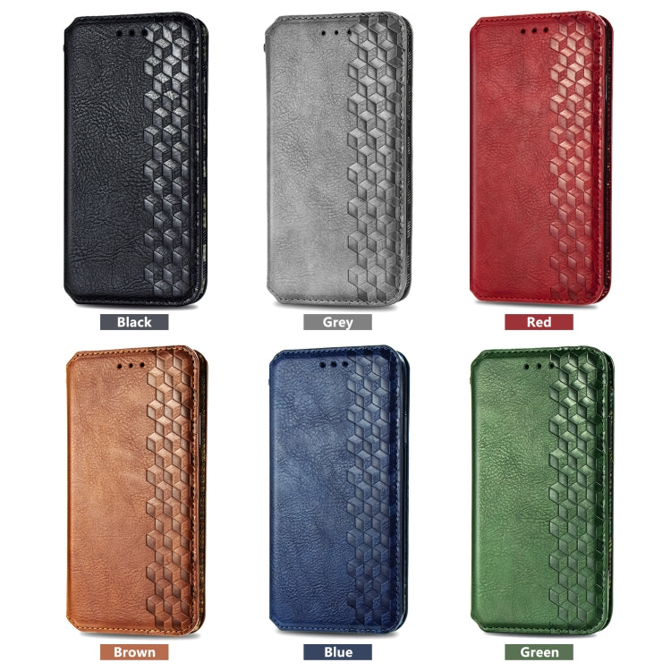 For Realme C65 Cubic Grid Pressed Magnetic Leather Phone Case(Blue) - free shipping - PMC TechLife - Order now!