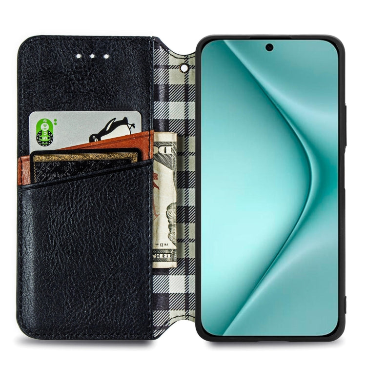 For Huawei Pura 70 Pro Cubic Grid Pressed Magnetic Leather Phone Case(Black) - free shipping - PMC Jewellery - Order now!