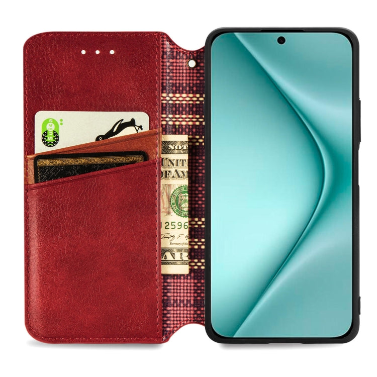 For Huawei Pura 70 Pro+ Cubic Grid Pressed Magnetic Leather Phone Case(Red) - Huawei Cases by PMC Jewellery | Online Shopping South Africa | PMC Jewellery | Buy Now Pay Later Mobicred