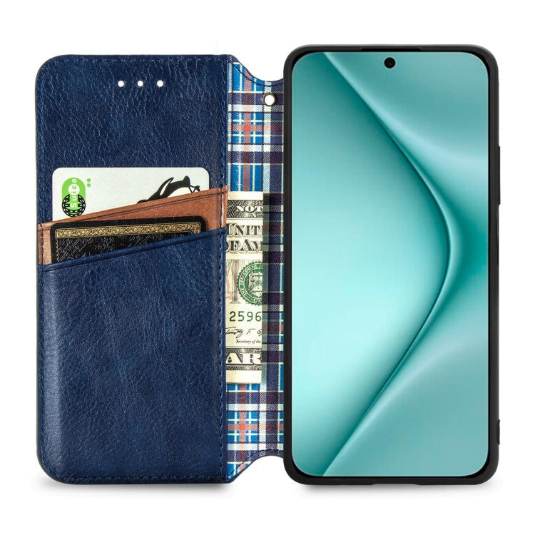 For Huawei Pura 70 Ultra Cubic Grid Pressed Magnetic Leather Phone Case(Blue) - Huawei Cases by PMC Jewellery | Online Shopping South Africa | PMC Jewellery | Buy Now Pay Later Mobicred