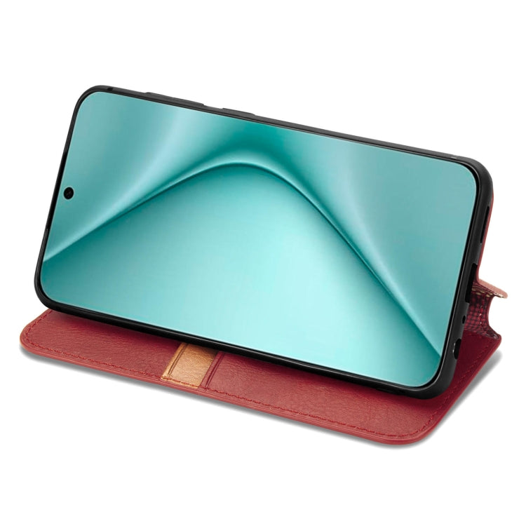 For Huawei Pura 70 Ultra Cubic Grid Pressed Magnetic Leather Phone Case(Red) - free shipping - PMC Jewellery - Order now!