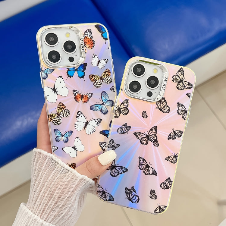 For iPhone 16 Electroplating Laser Butterfly Phone Case(Blue Butterflies AB4) - iPhone 16 Cases by PMC TechLife | Online Shopping South Africa | PMC TechLife | Buy Now Pay Later Mobicred