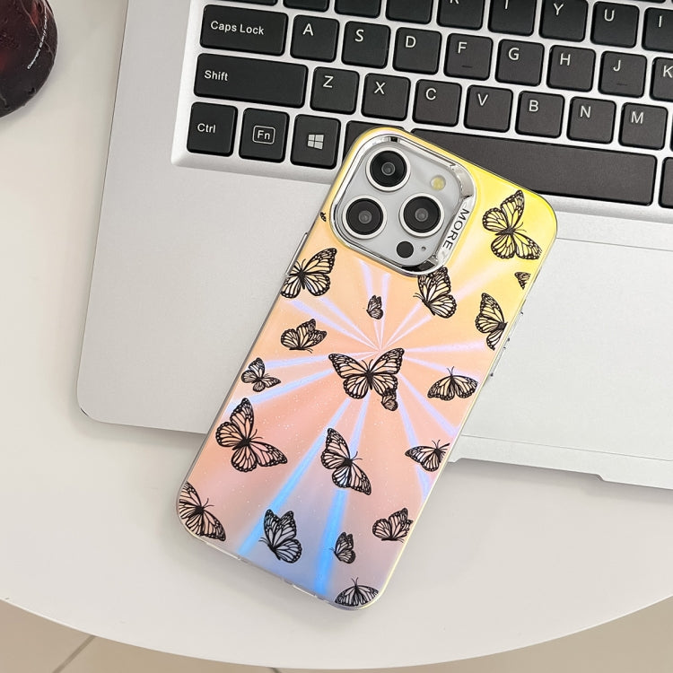 For iPhone 16 Pro Electroplating Laser Butterfly Phone Case(Purple Butterflies AB3) - iPhone 16 Pro Cases by PMC TechLife | Online Shopping South Africa | PMC TechLife | Buy Now Pay Later Mobicred