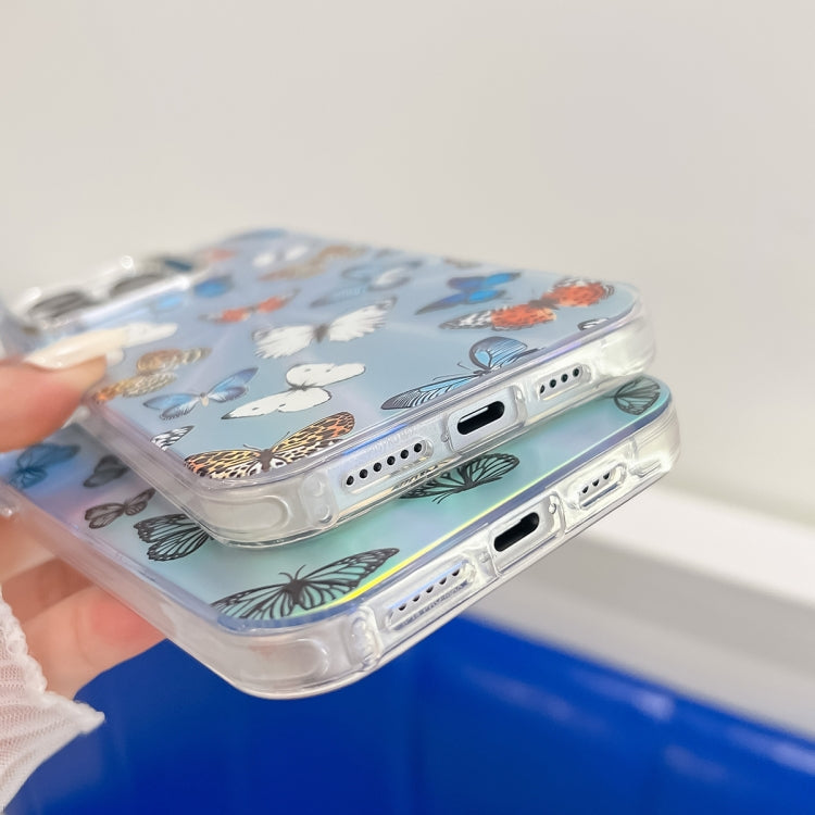 For iPhone 16 Pro Electroplating Laser Butterfly Phone Case(Blue Butterflies AB4) - iPhone 16 Pro Cases by PMC TechLife | Online Shopping South Africa | PMC TechLife | Buy Now Pay Later Mobicred
