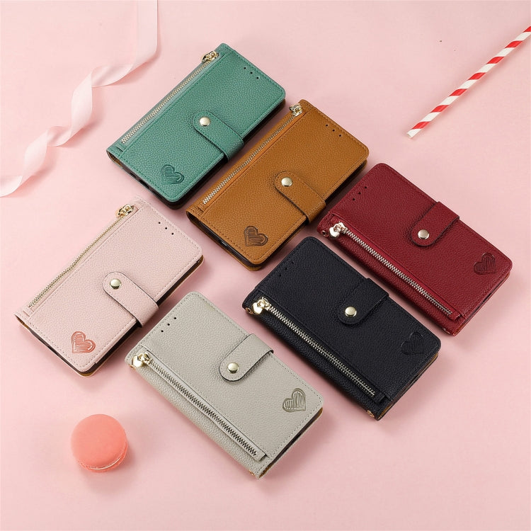 For Samsung Galaxy S25 5G Love Zipper Lanyard Leather Phone Case(Red) - Galaxy S25 5G Cases by PMC TechLife | Online Shopping South Africa | PMC TechLife | Buy Now Pay Later Mobicred