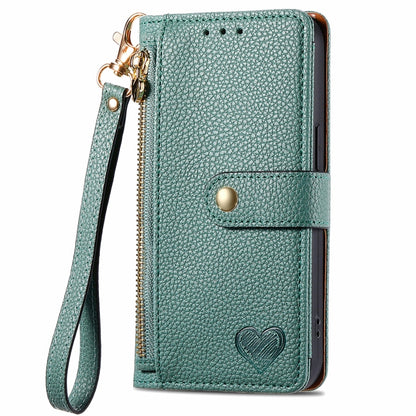 For Huawei Pura 70 Love Zipper Lanyard Leather Phone Case(Green) - Huawei Cases by PMC Jewellery | Online Shopping South Africa | PMC Jewellery | Buy Now Pay Later Mobicred