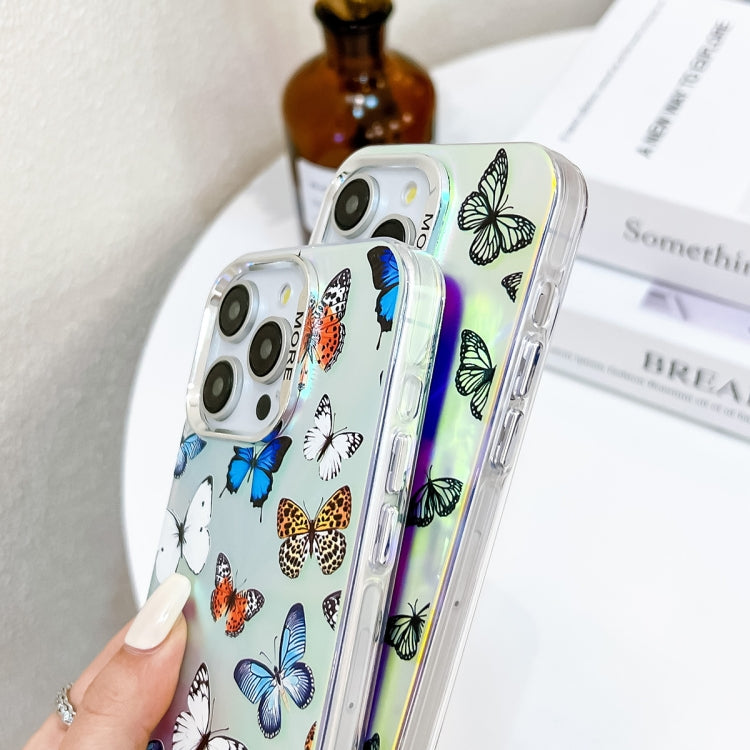 For iPhone 16 Pro Electroplating Laser Butterfly Phone Case with Wrist Strap(Purple Butterflies AB3) - iPhone 16 Pro Cases by PMC TechLife | Online Shopping South Africa | PMC TechLife | Buy Now Pay Later Mobicred