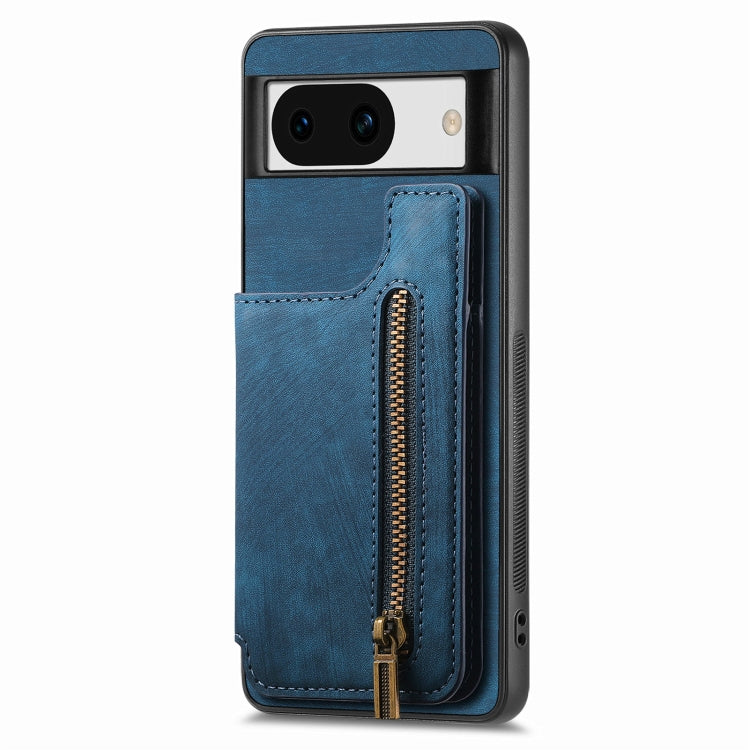 For Google Pixel 9 / 9 Pro Retro Leather Zipper Wallet Back Phone Case(Blue) - Google Cases by PMC TechLife | Online Shopping South Africa | PMC TechLife | Buy Now Pay Later Mobicred