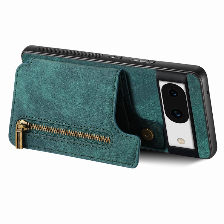 For Google Pixel 9 / 9 Pro Retro Leather Zipper Wallet Back Phone Case(Green) - Google Cases by PMC TechLife | Online Shopping South Africa | PMC TechLife | Buy Now Pay Later Mobicred